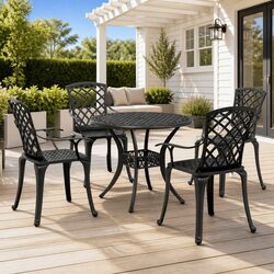 Concise Black Aluminium Outdoor Dining Set - 5 Pieces