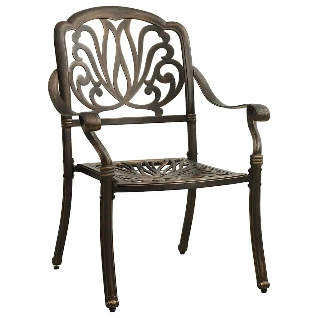 Garden Dining Set 5 Piece Outdoor Patio Furniture Table Chairs Brown Cast