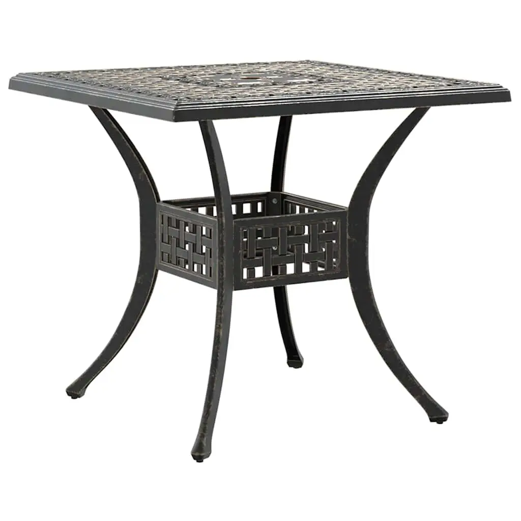 Garden Dining Set Brown 5 Piece Outdoor Patio Furniture Cast Aluminium High Backrest Ergonomic Armrests Umbrella Hole