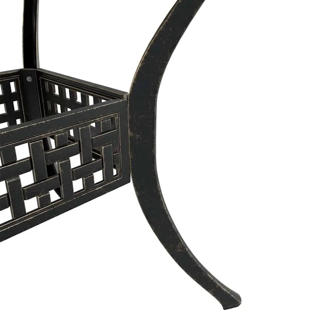 Garden Dining Set Brown 5 Piece Outdoor Patio Furniture Cast Aluminium High Backrest Ergonomic Armrests Umbrella Hole