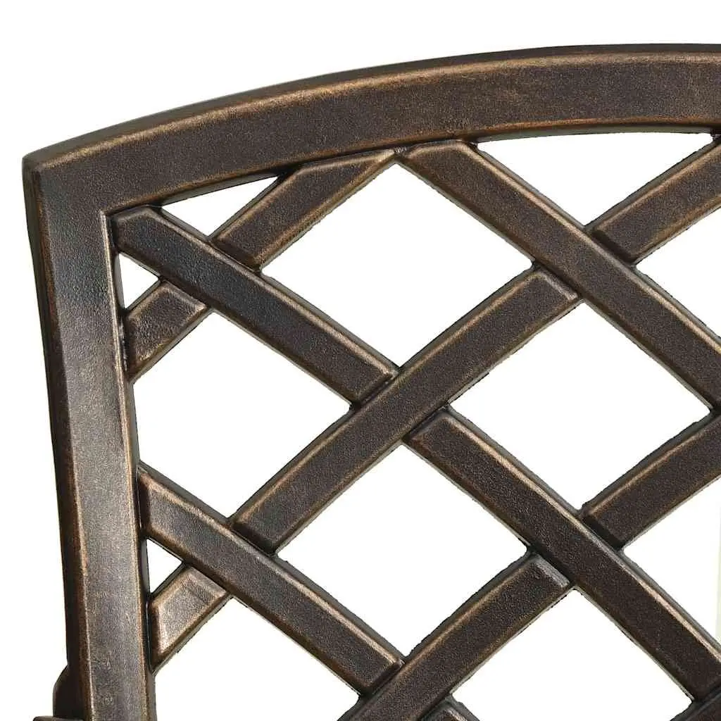Garden Dining Set Brown 5 Piece Outdoor Patio Furniture Cast Aluminium High Backrest Ergonomic Armrests Umbrella Hole