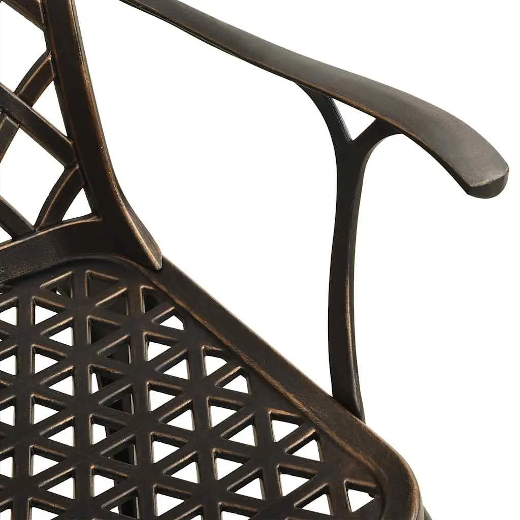Garden Dining Set Brown 5 Piece Outdoor Patio Furniture Cast Aluminium High Backrest Ergonomic Armrests Umbrella Hole