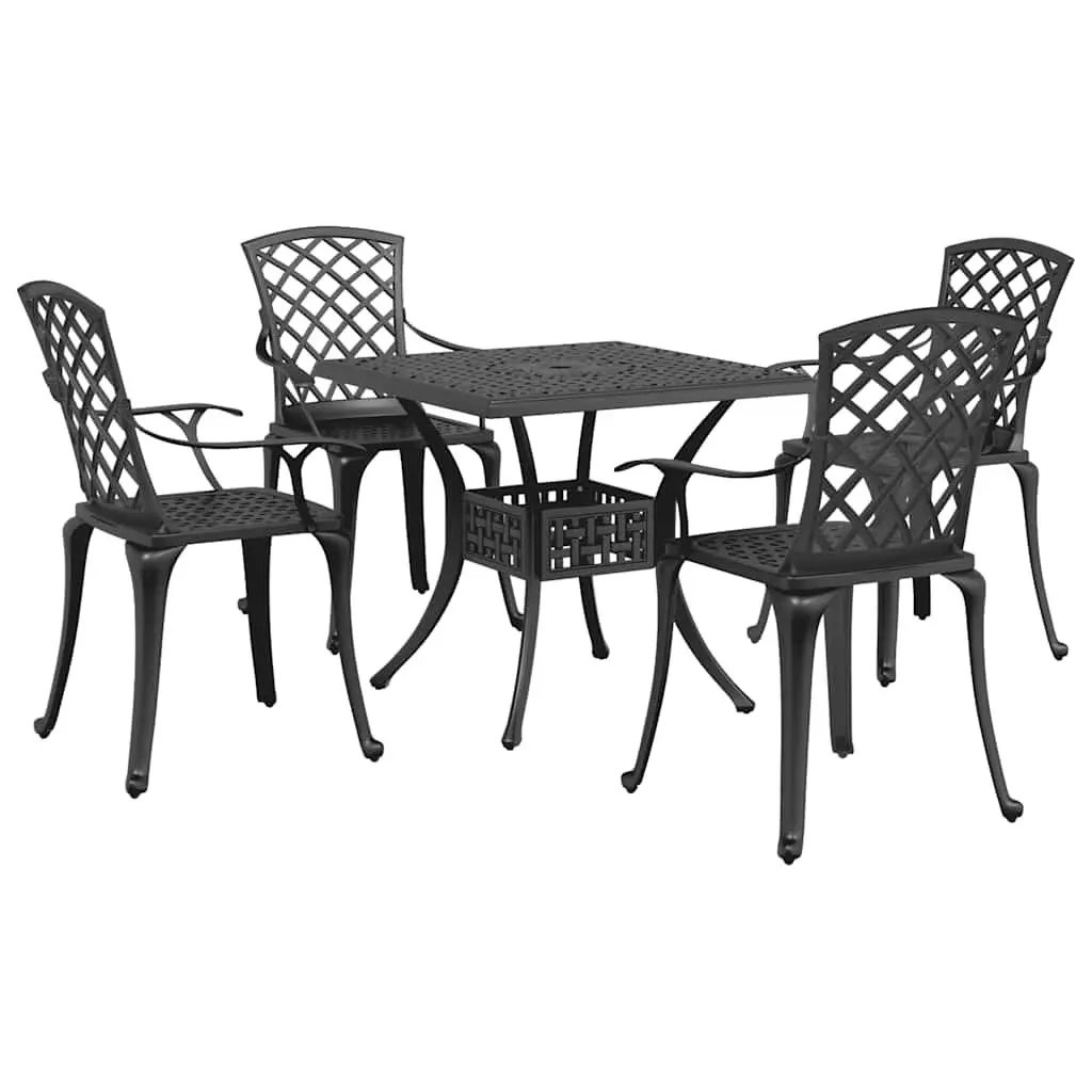 5 Piece Black Aluminium Garden Dining Set