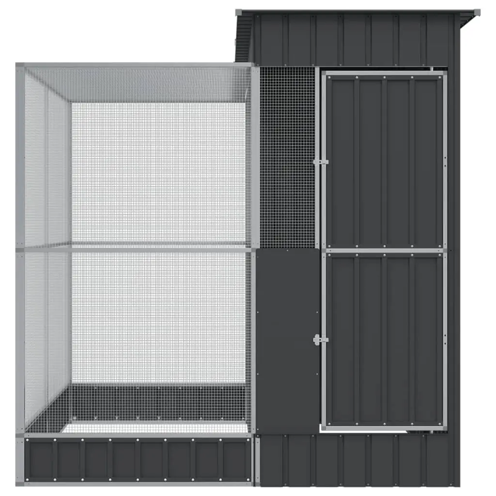 Steel Aviary Silver 209x203x216cm Sturdy Galvanised Frame with Extension for Birds and Small Animals Outdoor Enclosure