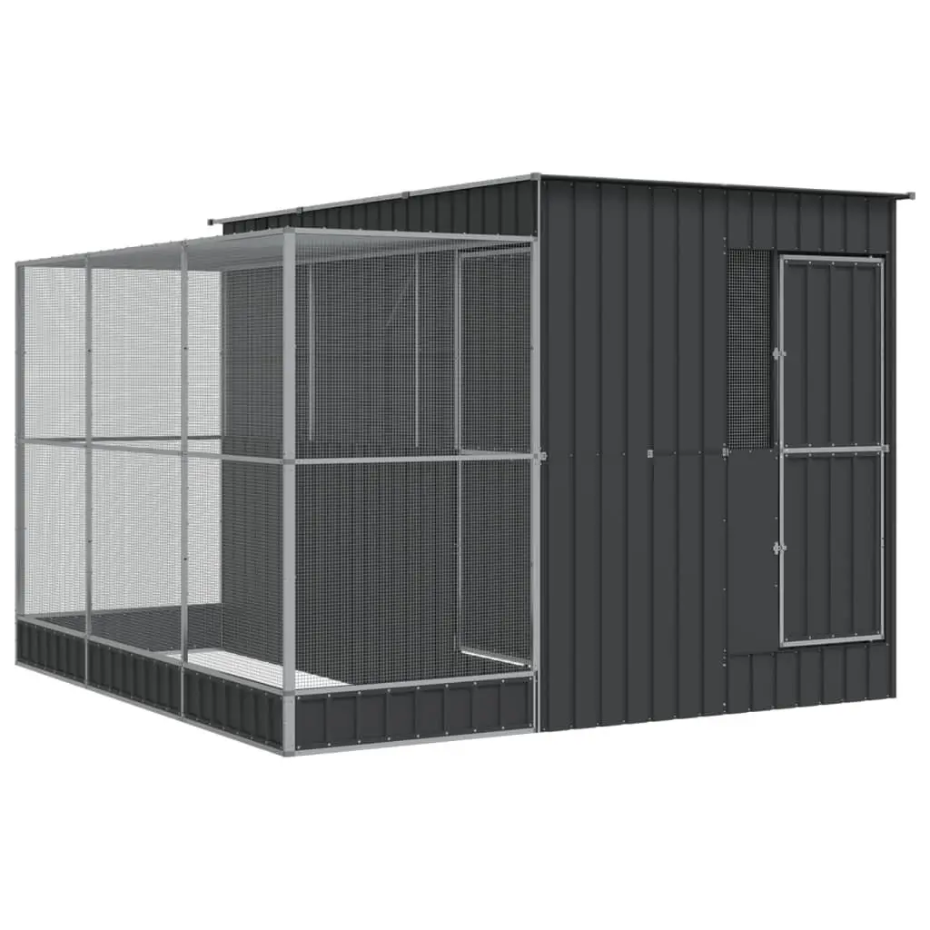 Bird Aviary with Extension Silver 290x303x216cm Steel Mesh Cage Large Outdoor