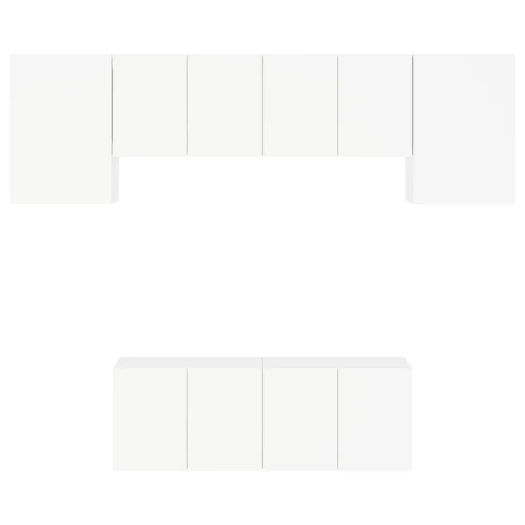TV Wall Unit White 6 Piece Floating Storage Shelves Engineered Wood
