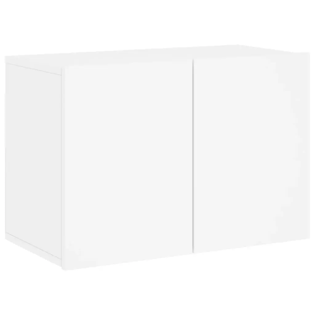 TV Wall Unit White 6 Piece Floating Storage Shelves Engineered Wood