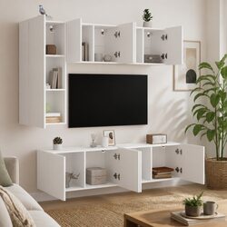 Simple 5 Piece White TV Storage Unit for Your Home