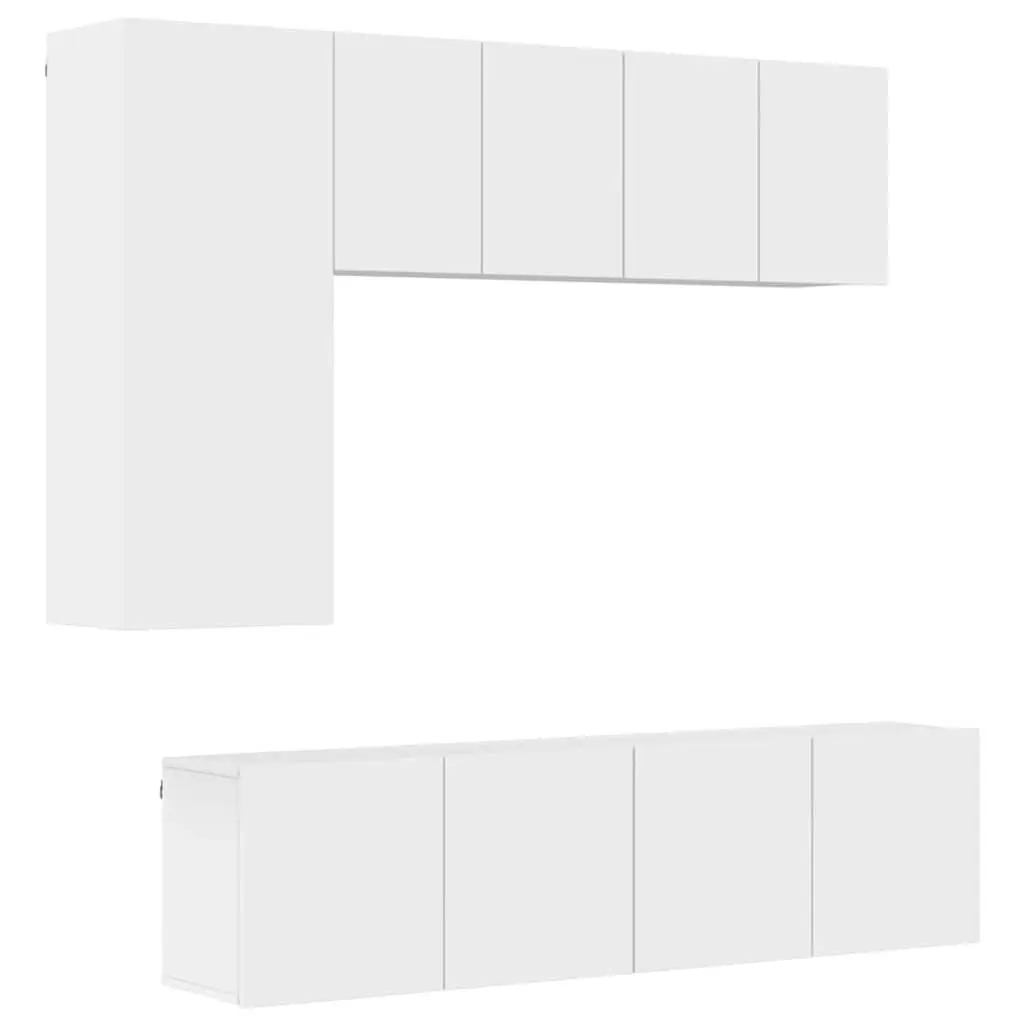 TV Wall Unit White 5 Piece Floating Shelves Storage Cabinet Wall-Mounted