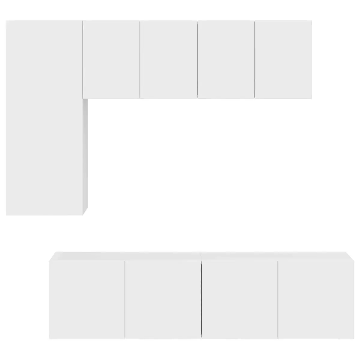 TV Wall Unit White 5 Piece Floating Shelves Storage Cabinet Wall-Mounted