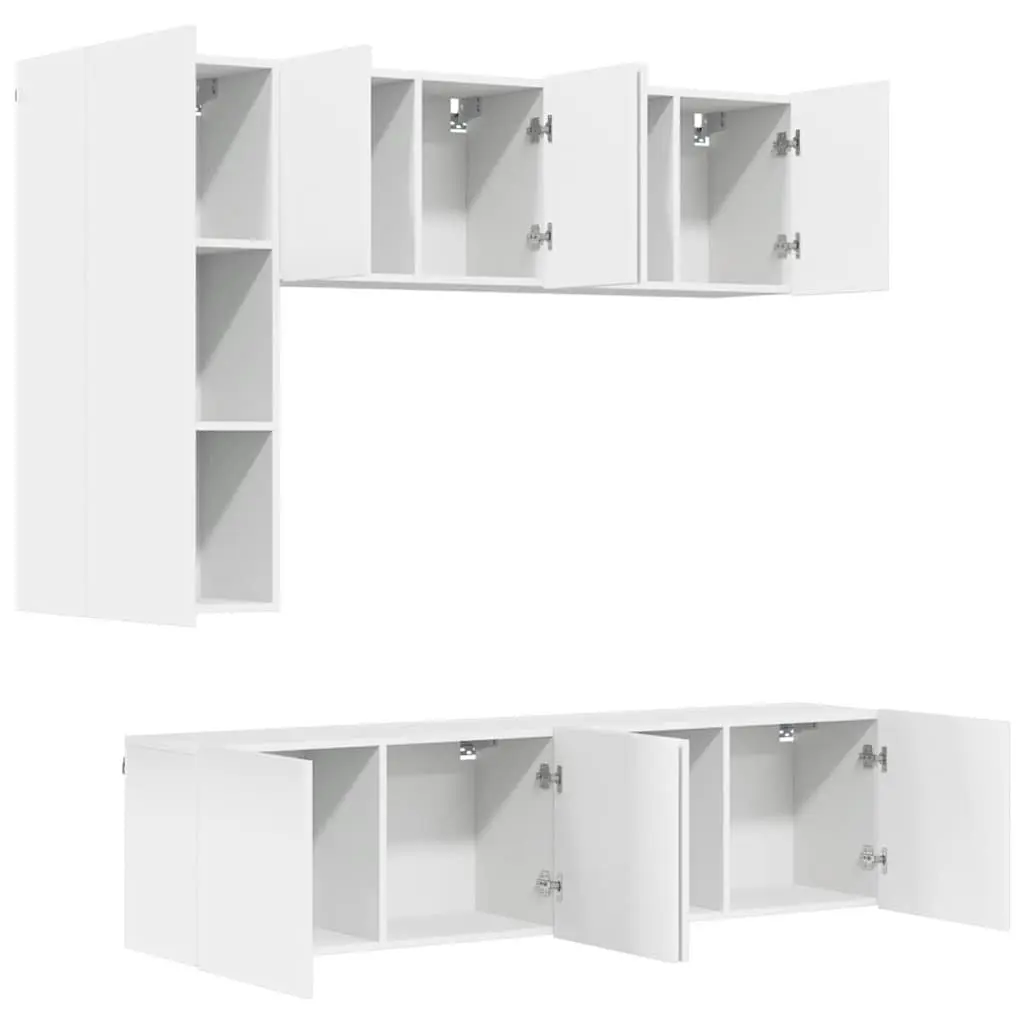 TV Wall Unit White 5 Piece Floating Shelves Storage Cabinet Wall-Mounted