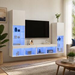 Concise 4 Piece TV Wall Unit with Customizable LED