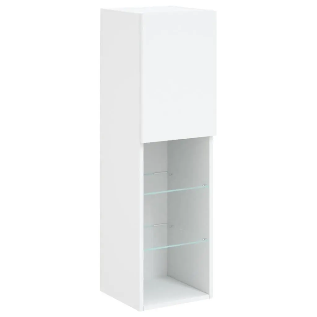 TV Wall Units 4 Piece Floating Wall Mounted Cabinet with RGB LED Lights White