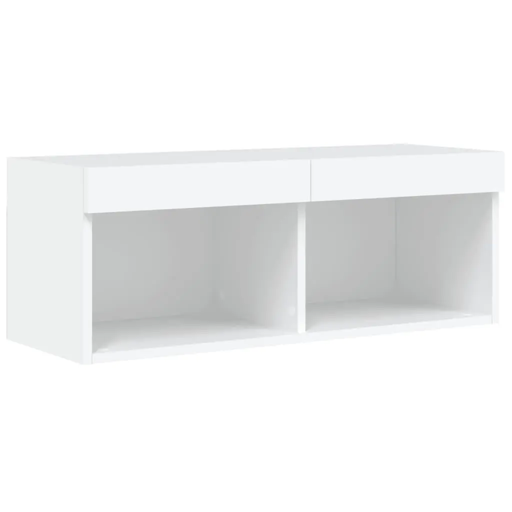 TV Wall Units 4 Piece Floating Wall Mounted Cabinet with RGB LED Lights White