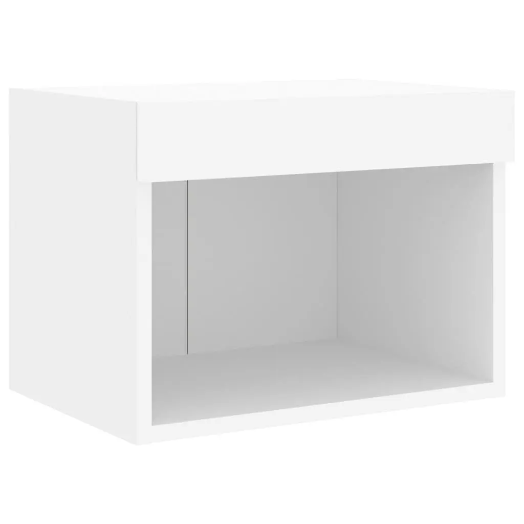 7 Piece White Floating TV Cabinet Set with Storage