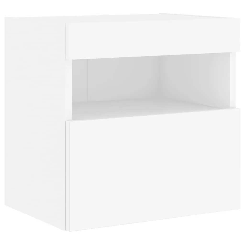 7 Piece White Floating TV Cabinet Set with Storage