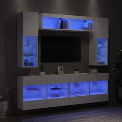 Compact 6 Piece White TV Wall Cabinet for Your Space