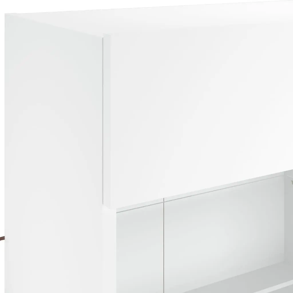 TV Wall Cabinet Set 6 Piece White with RGB LED Lights Storage Shelves