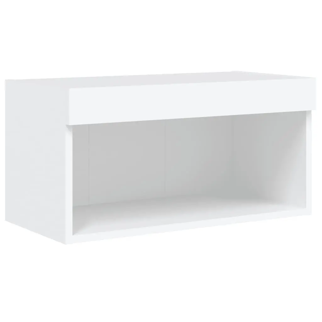 TV Wall Cabinet Set 6 Piece White with RGB LED Lights Storage Shelves