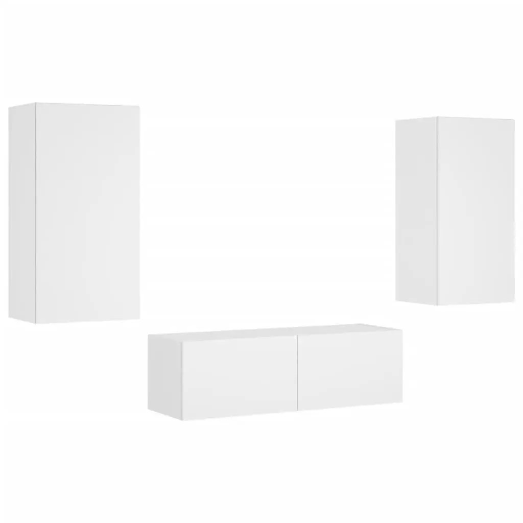 White TV Wall Cabinets with RGB Lighting