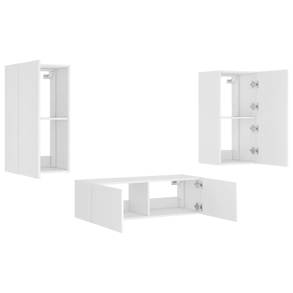 White TV Wall Cabinets with RGB Lighting