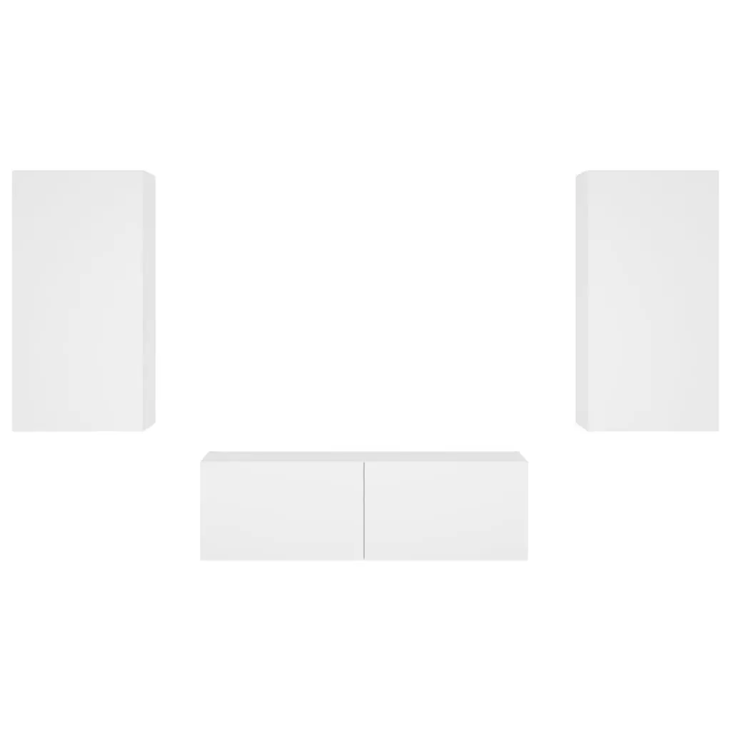 White TV Wall Cabinets with RGB Lighting