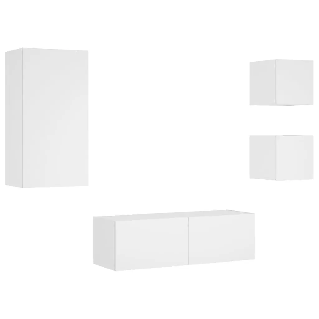 White TV Wall Cabinets with RGB LED Lighting