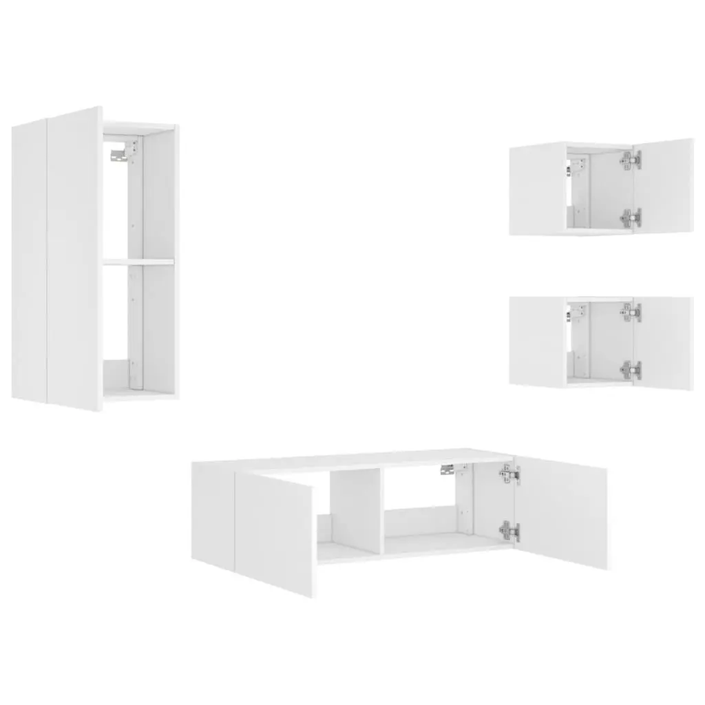 White TV Wall Cabinets with RGB LED Lighting