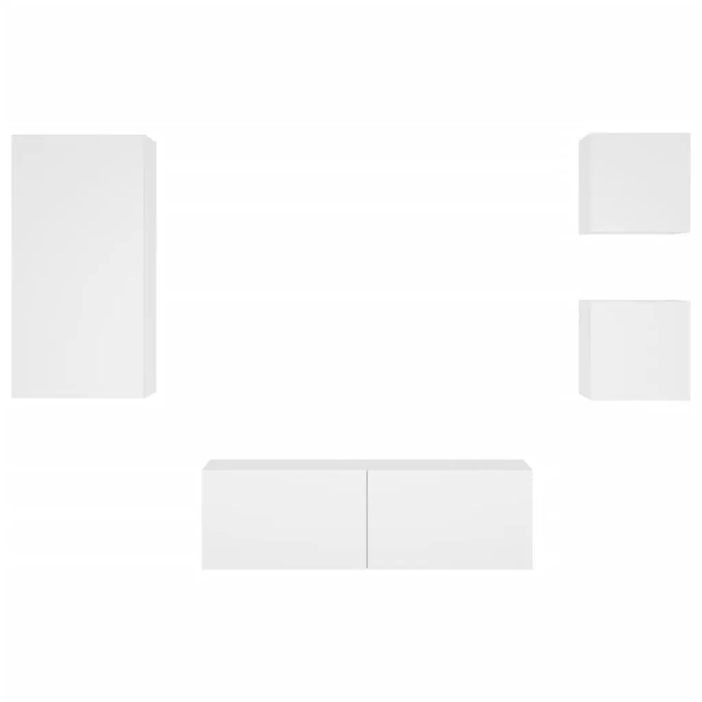 White TV Wall Cabinets with RGB LED Lighting
