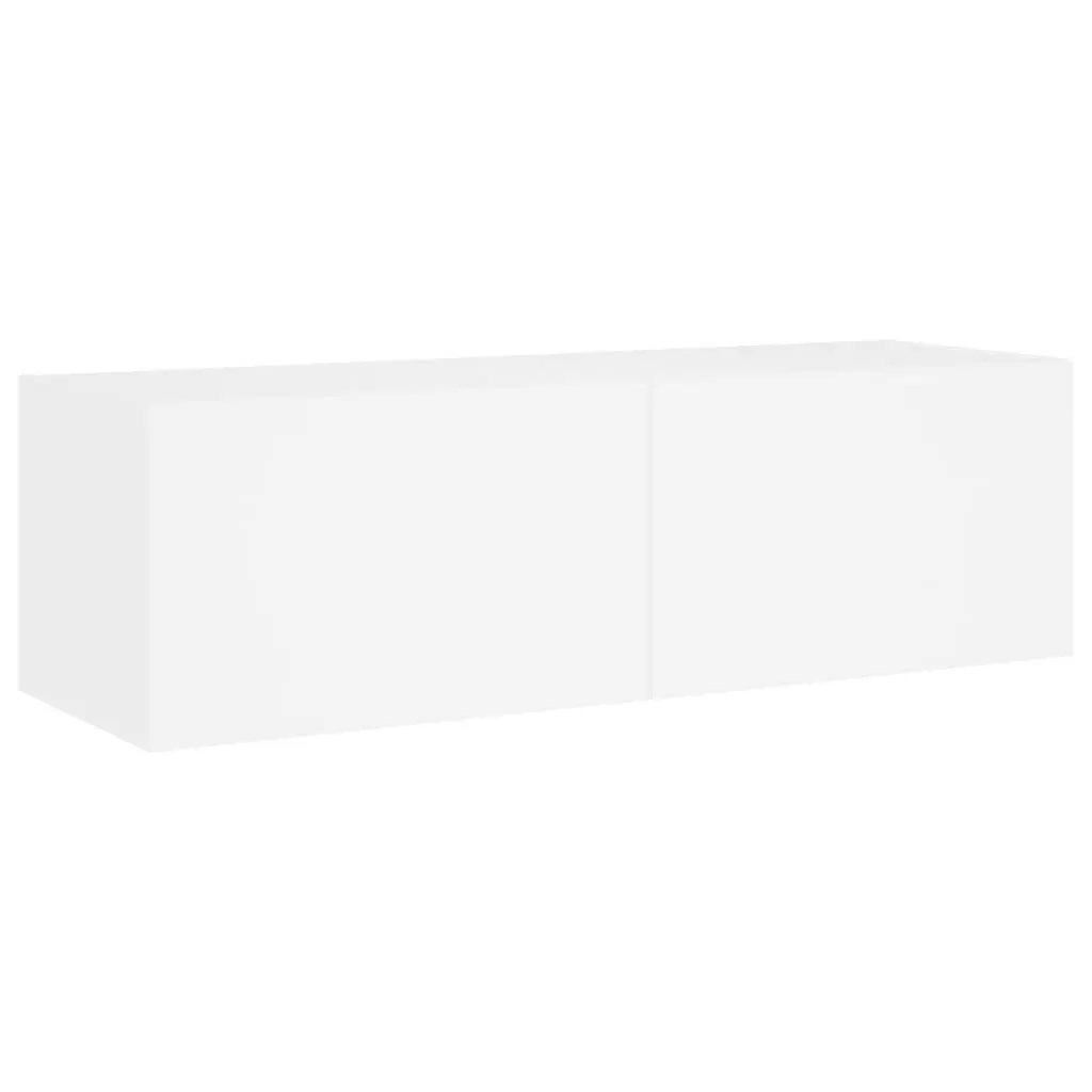White TV Wall Cabinets with RGB LED Lighting