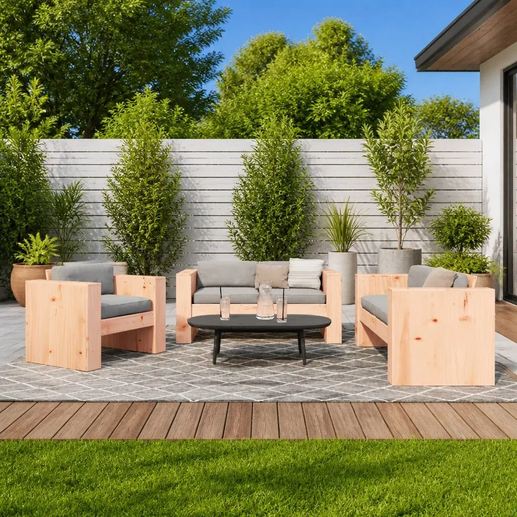 2 Piece Garden Lounge Set Brown Solid Wood Armrest Backrest