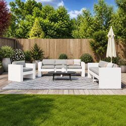 2 Piece Garden Lounge Set White Solid Pine Wood Outdoor Patio Furniture Armrests