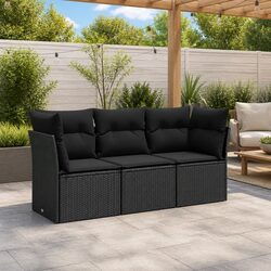 Black Rattan Sofa Set for Outdoor Relaxation