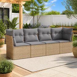 Beige 4-Piece Patio Sofa Set with Cushions - Compact Design