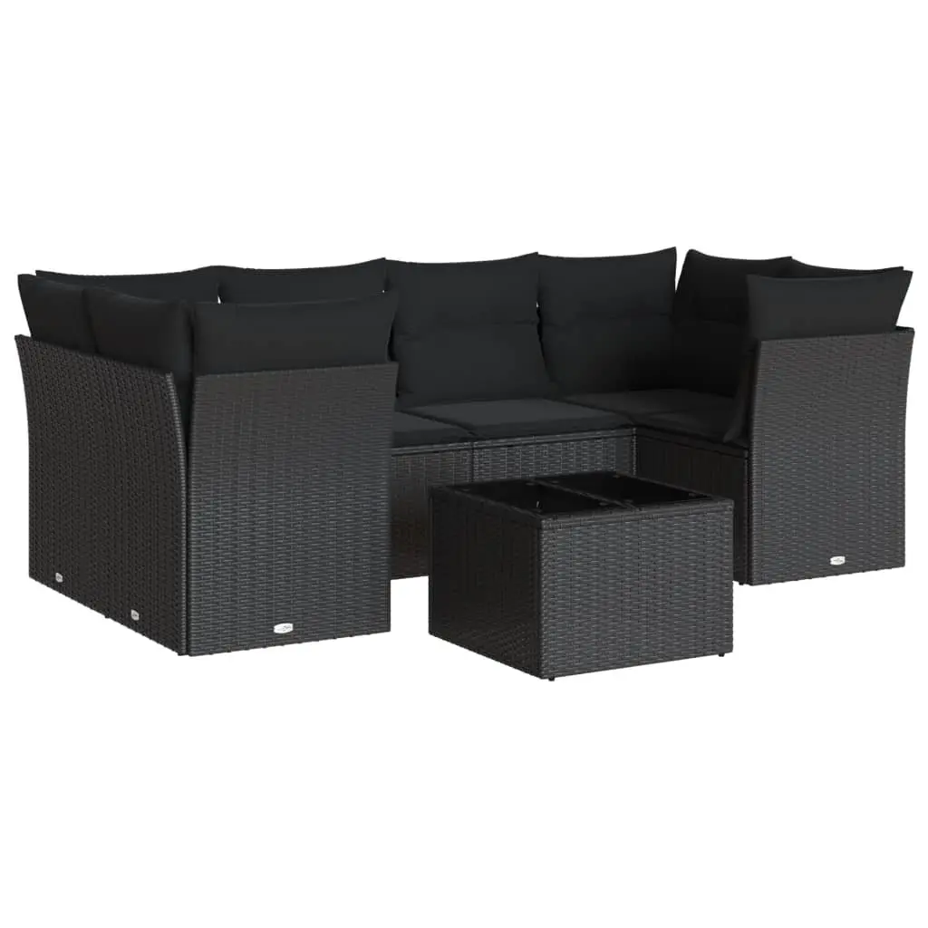 7 Piece Garden Sofa Set Outdoor Patio Furniture with Cushions Tempered Glass