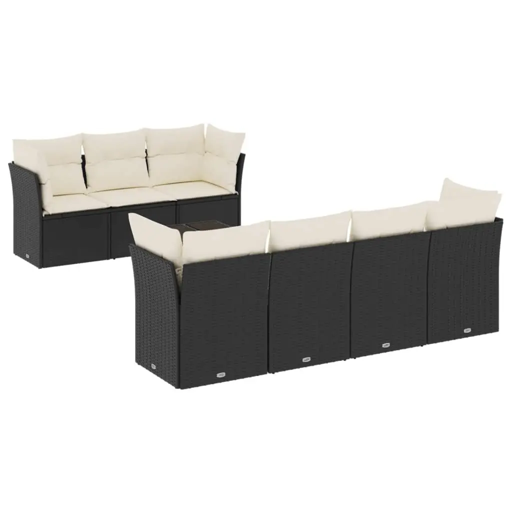 Garden Sofa Set Black 8 Piece Modular Outdoor Furniture with Cushions