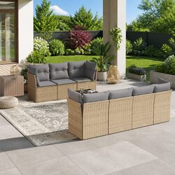 8 Piece Modular Garden Sofa Set with Cushions