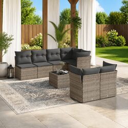 8 Piece Grey Garden Sofa Set for Easy Outdoor Relaxation