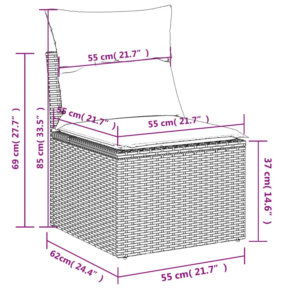 Garden Sofa Set Black 12 Piece Modular Outdoor Furniture with Cushions
