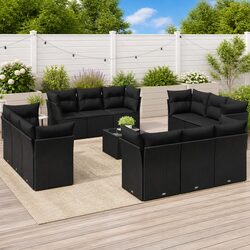 Garden Sofa Set 13 Piece Outdoor Furniture Poly Rattan Black Patio Seating
