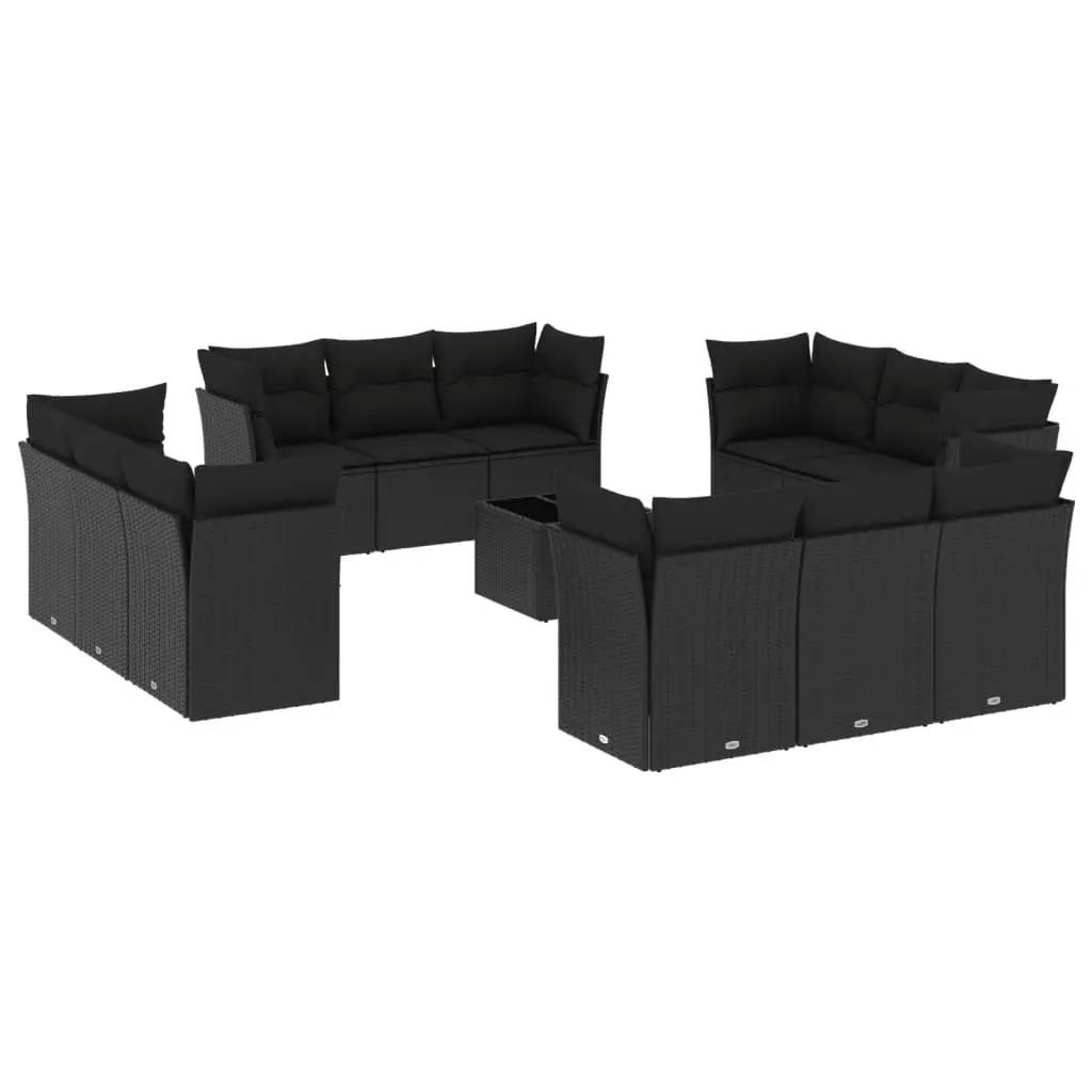 Garden Sofa Set 13 Piece Outdoor Furniture Poly Rattan Black Patio Seating