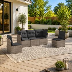 Garden Sofa Set 5 Piece Outdoor Furniture Patio Lounge Grey Modular Cushions