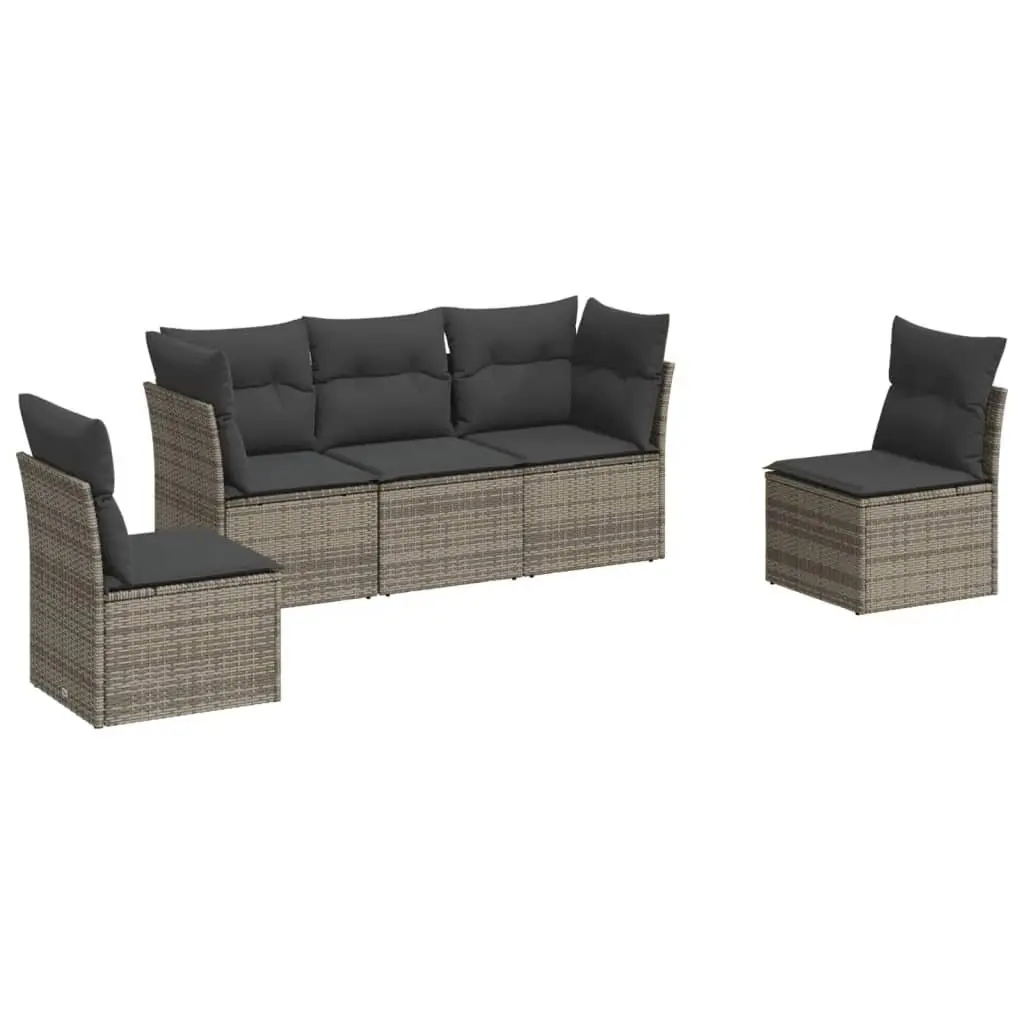Garden Sofa Set 5 Piece Outdoor Furniture Patio Lounge Grey Modular Cushions