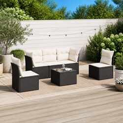 Sleek Black 6-Piece Garden Sofa Set - Perfect for Outdoors