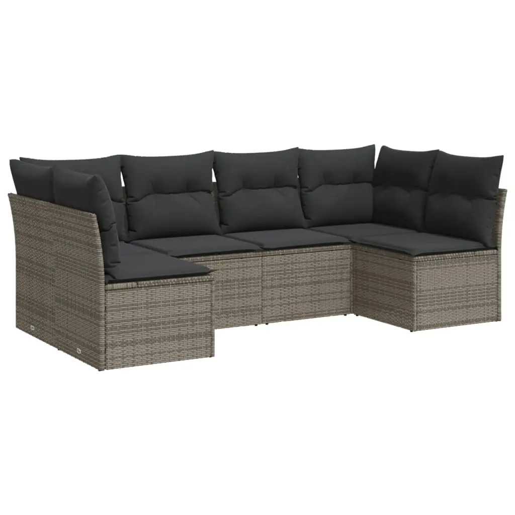 Garden Sofa Set Grey 6 Piece Outdoor Furniture Patio Poly Rattan Cushions