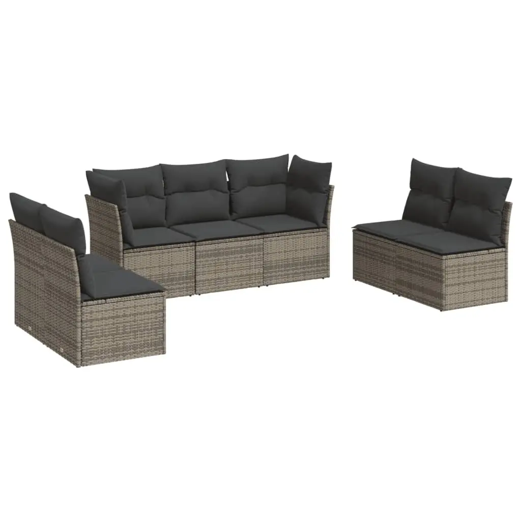 Garden Sofa Set 7 Piece Outdoor Furniture Grey Patio Seating with Cushions