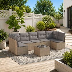 Compact 8 Piece Outdoor Sofa Set with Removable Cushions