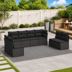 Concise 8-Piece Outdoor Sofa Set with Cushions