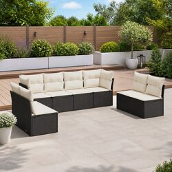 Compact and Stylish 8 Piece Black Garden Sofa Set