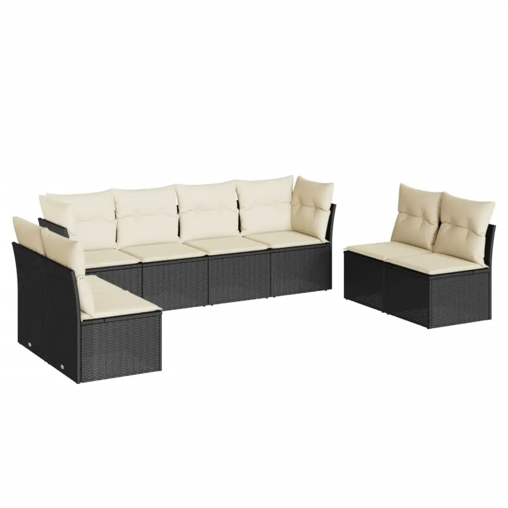 Garden Sofa Set Black 8 Piece Modular Outdoor Furniture with Padded Cushions
